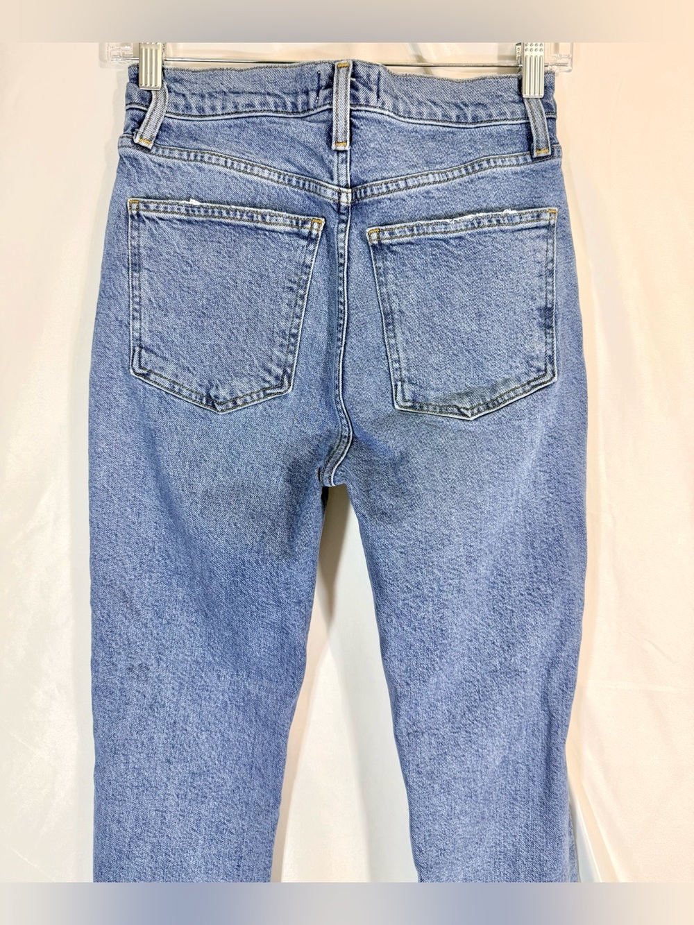 Agolde “Riley” High Rise Straight Leg Distressed Crop Denim Jeans In Wilder Wash - Picture 10 of 15